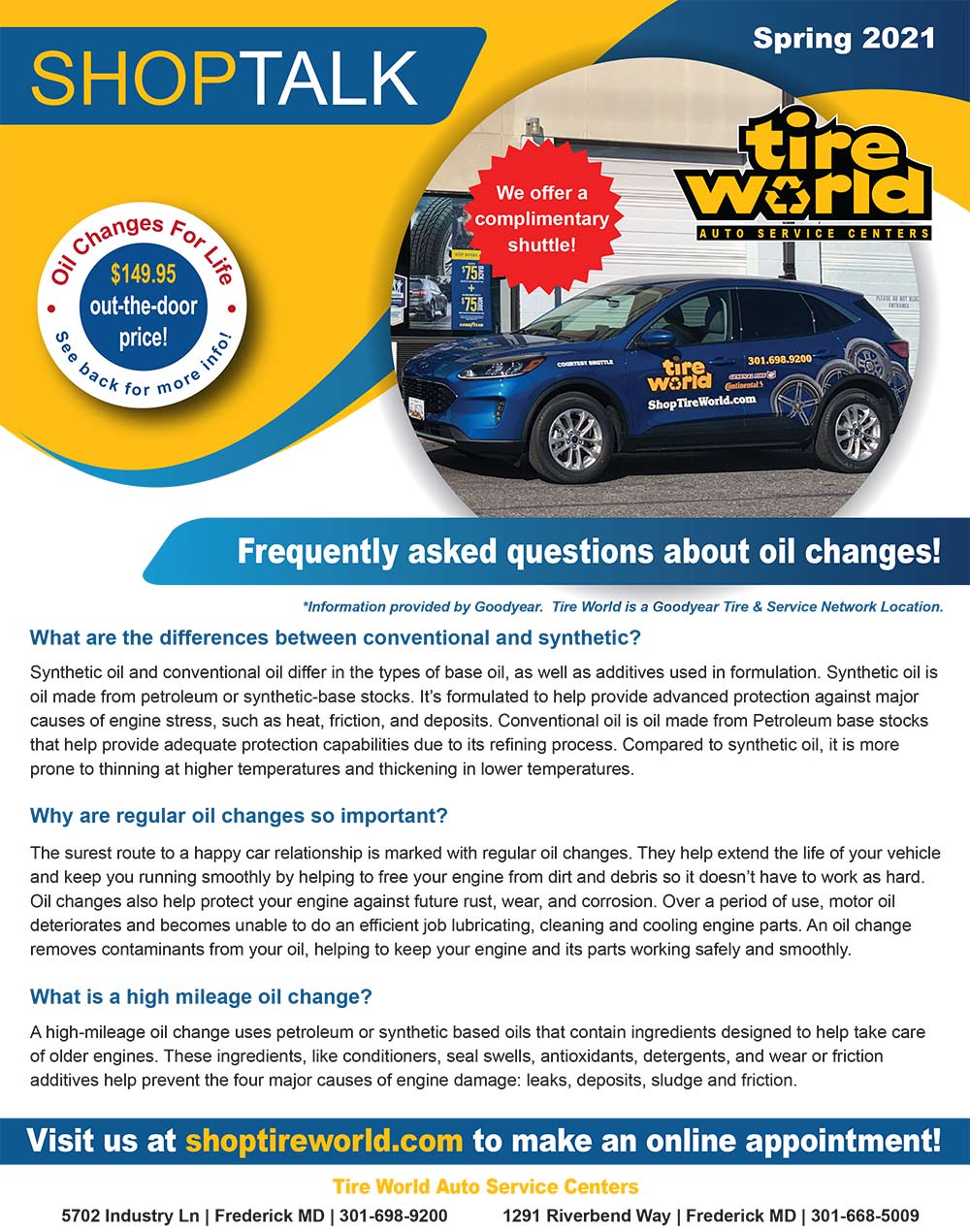 Check out the Tire World Spring Newsletter for exclusive deals and information about reduced contact options!